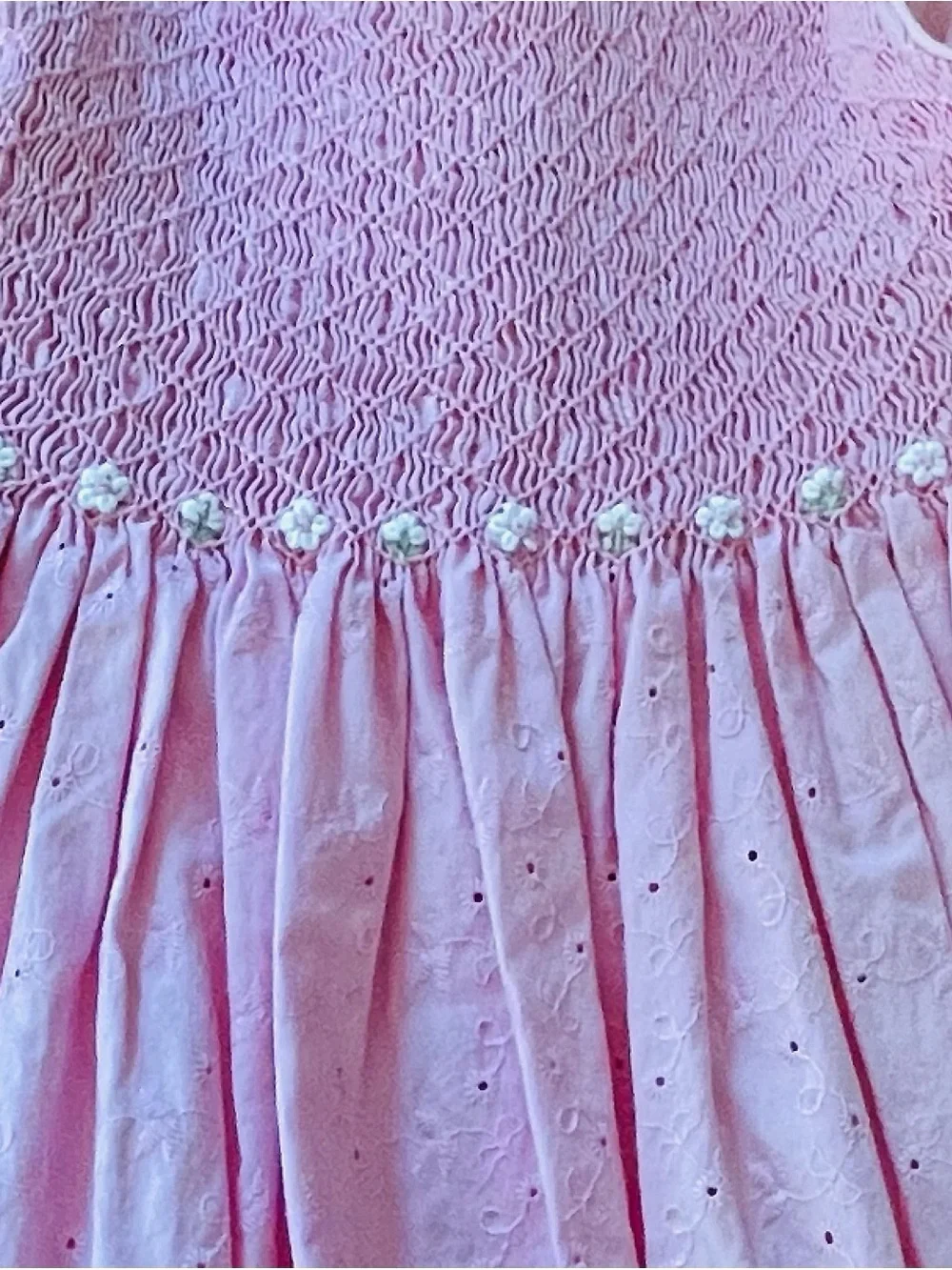 Girls' Pink Smocked Eyelet Dress